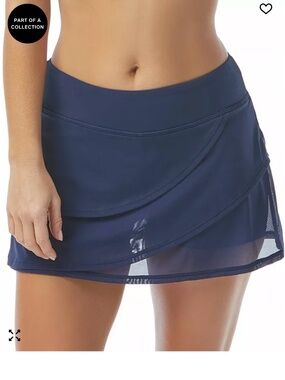 Coco Reef Women's "Illusion Overlay" Swim Skirt (L, Navy blue)